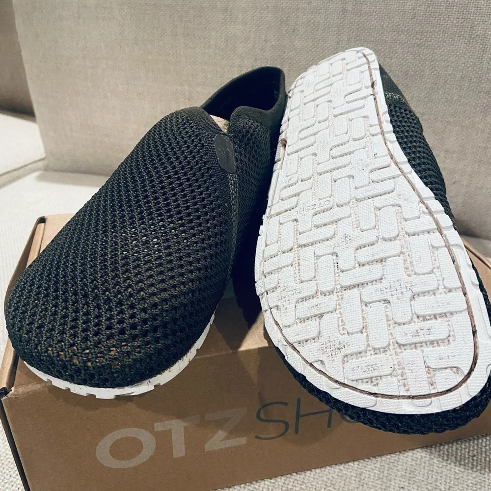 NEW! Otz Shoes Knit Espadrilles in Dark Olive - Cork Insoles